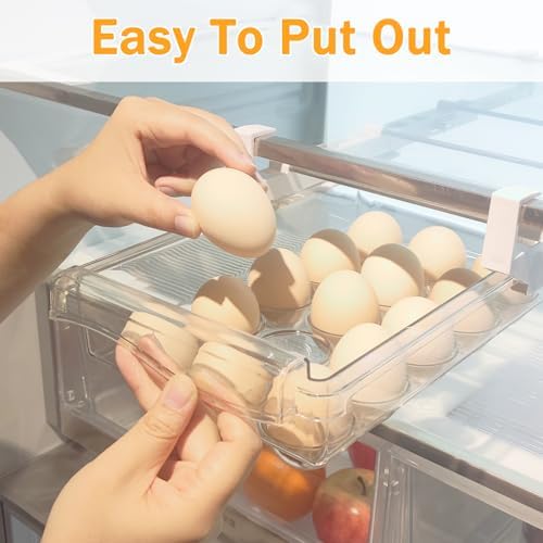 URALFA 2PCS Fridge Drawer Organizer and Egg Holder