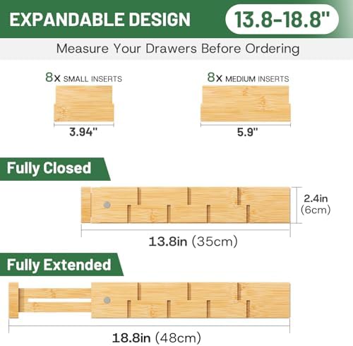 kiplant Bamboo Drawer Dividers