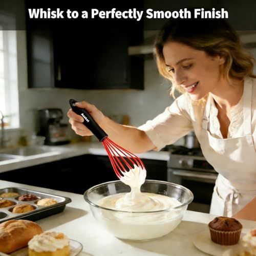 Anaeat Silicone Kitchen Whisk Set of 4, Milk and Egg Beater Blender