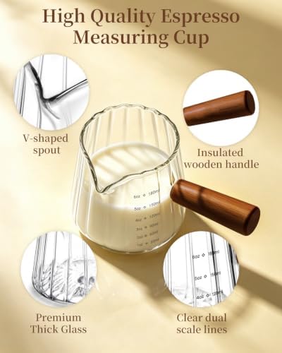 2 PCS Espresso Measuring Cup 6 Oz, Espresso Glass Cups