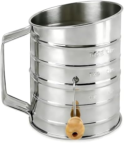 3-Cup Flour Sifter, Stainless Steel Rotary Sifter