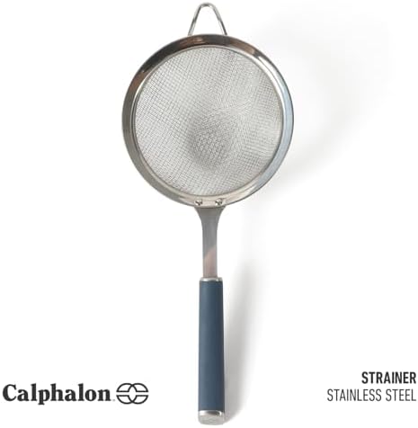 Calphalon Edge Stainless Steel Strainer, Fine Mesh Kitchen Colander Strainer