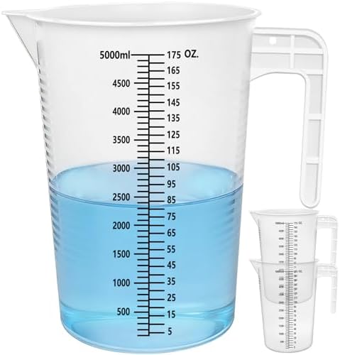 Artcome 3-Pack 5000ml Mixing Pitchers, Plastic Measuring Pitcher