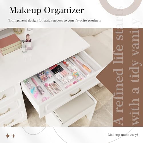 Criusia 14 PCS Clear Plastic Drawer Organizer Set
