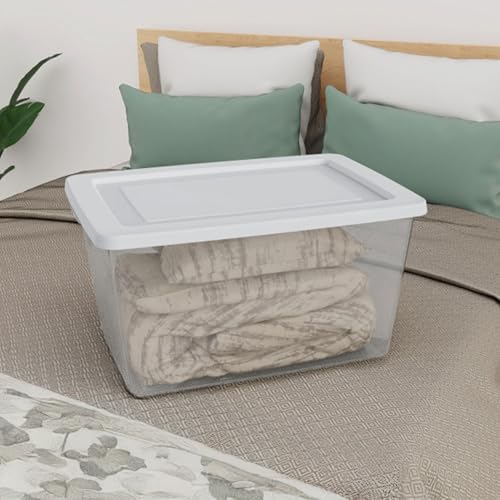 Sterilite Clear Storage Box Stackable Tote, 58 Quart