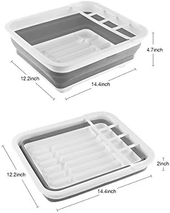 THANSTAR Collapsible Dish Drying Rack Portable Dinnerware Drainer Organizer