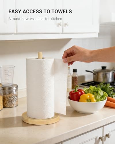 NESAPTO Paper Towel Holder Countertop, Wooden Freestanding Paper Towel Stand