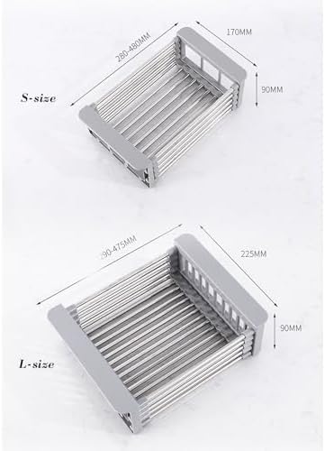 Extend Kitchen Sink Drain Basket, Stainless Steel Retractable Sink Rack