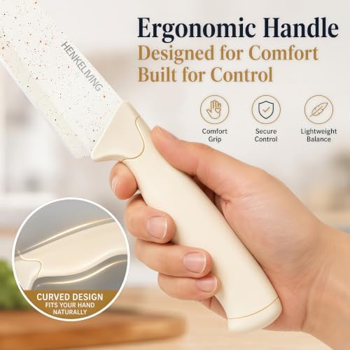 14-Piece Cream Kitchen Knife Block Set