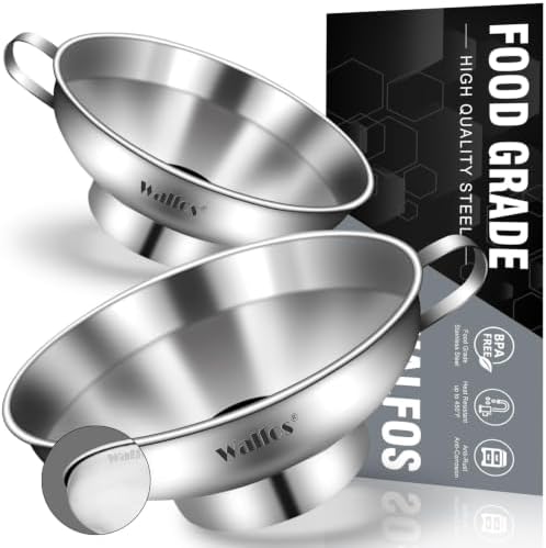 Walfos 2 Pack Stainless Steel Wide-Mouth Funnel