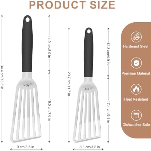 Beijiyi 2 Pack Stainless Steel Fish Spatula, 13.5" & 11.7"
