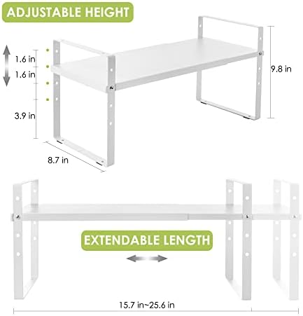 Across-Star Expandable Cabinet Shelf Organizer Rack, Stackable Kitchen Counter