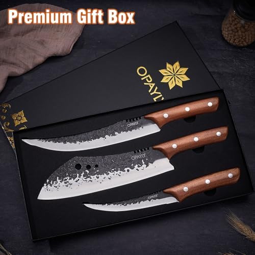 OPAYLY Hand-Forged Butcher & Carving Knife Set