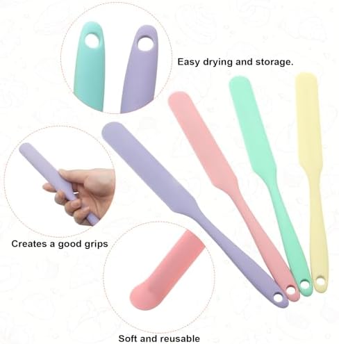 4 Pcs Silicone Jar Spatula, Small Scraper Skinny Spreader