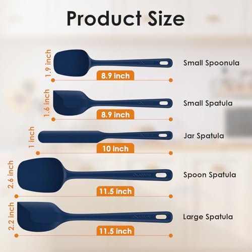 5-Piece Silicone Spatula Set, Reinforced Core & Connections