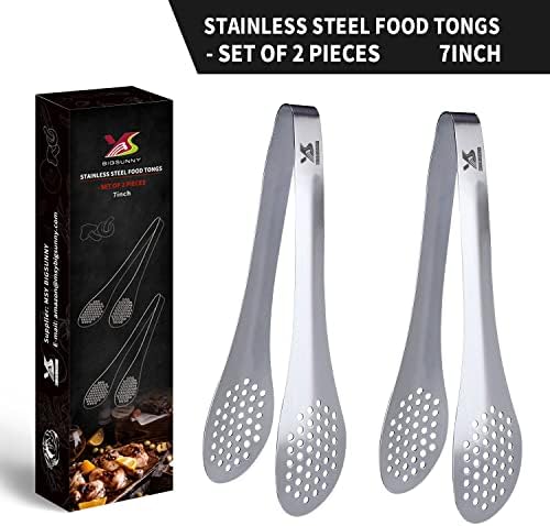 MSY BIGSUNNY 7inch Food Serving Tongs Stainless Steel Buffet Tongs