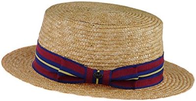 NYFASHION101 Unisex Grosgrain Ribbon Straw Skimmer Boater Hat