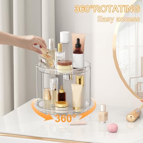 360 Rotating Makeup Organizer, 2 Tier Skincare & Perfume Holder