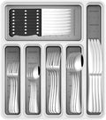 49-Piece Silverware Set with Organizer, Stainless Steel Flatware Utensils Set