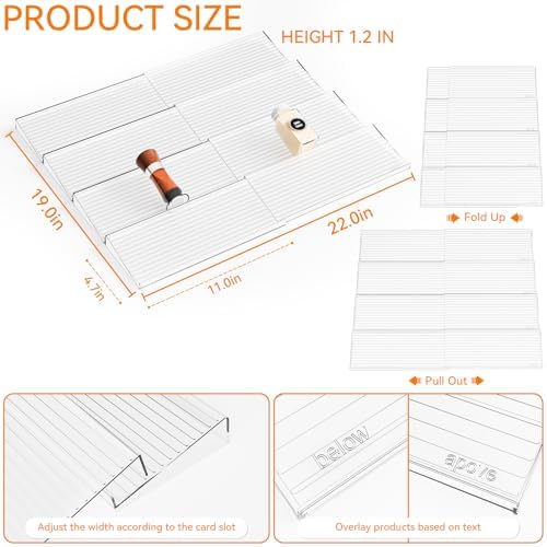 Yieach 8 Pack Adjustable In Drawer Spice Organizer