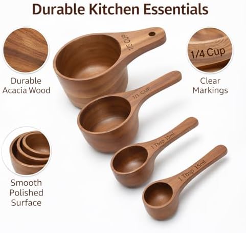 Wooden Measuring Cups and Spoons Set