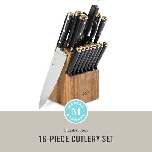 Martha Stewart 16-Piece Lockton High Carbon Stainless Steel Knife Block Set