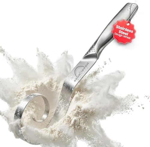 Seamless Dough Whisk, Stainless Steel Danish Dough Wisk, Dishwasher Safe Dough