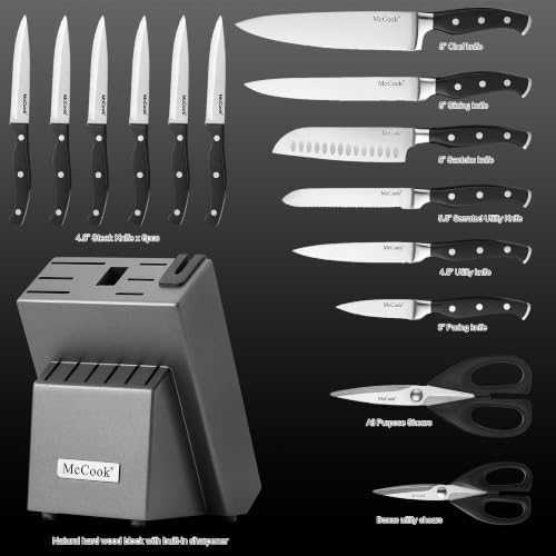 McCook® Knife Sets, German Stainless Steel Kitchen Knife Block Set