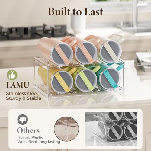 LAMU Stackable Water Bottle Organizer Holder Tumbler Cup Storage Rack