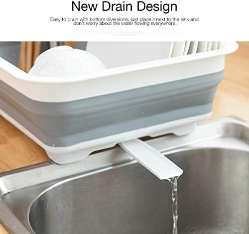 THANSTAR Collapsible Dish Drying Rack Portable Dinnerware Drainer Organizer