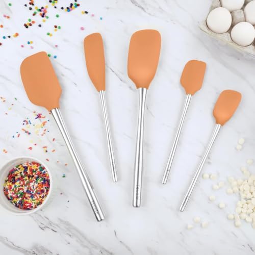 Tovolo Stainless Steel Handled Silicone Spatula Set of 5, Dishwasher Safe