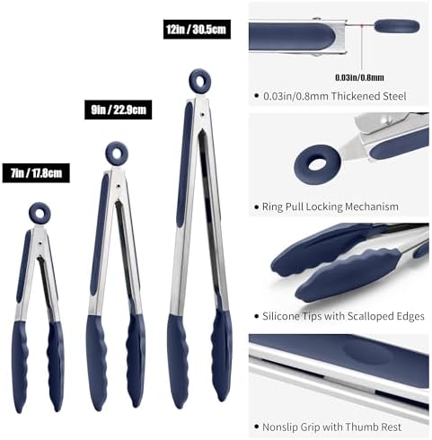 Doosu Kitchen Tongs with Silicone Tips