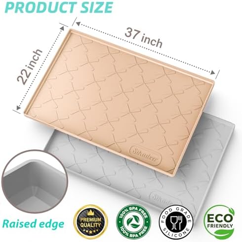 SIKADEER Waterproof Under Sink Mat 37" x 22" Silicone Mat Cabinet Protector