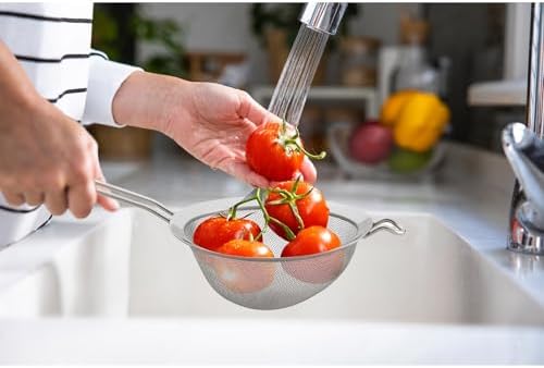 HIC Kitchen Fine Double Mesh Strainer, 18/8 Stainless Steel,