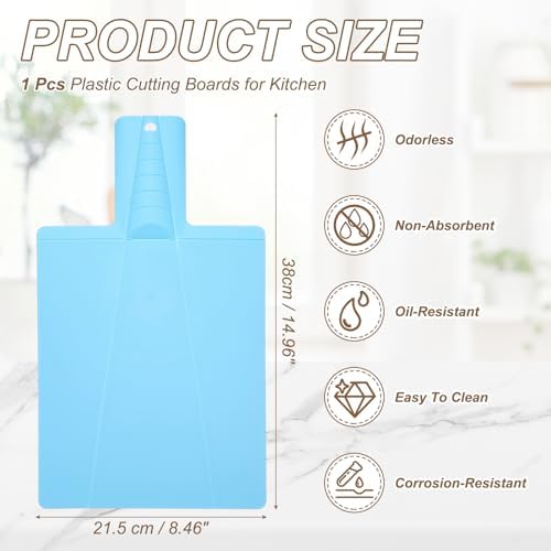 uxcell Foldable Cutting Board 15"x8.5" Plastic Folding Cutting Mat Sky Blue