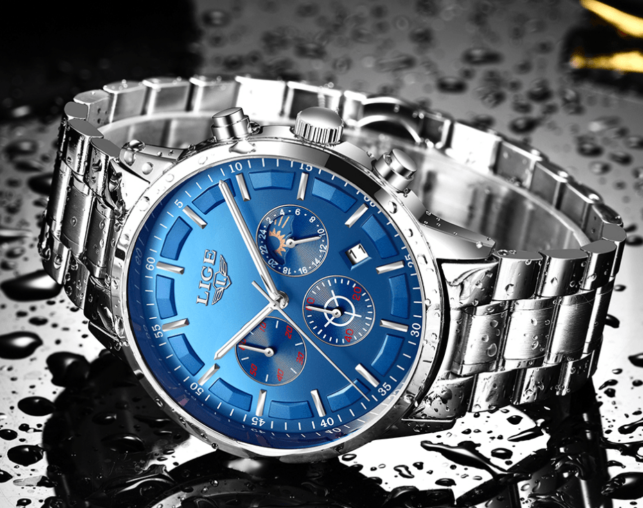 Men's Waterproof Chronograph Watch with Date Display & Luxury Dial