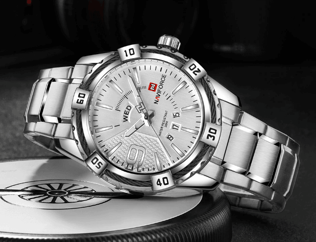 Men's Waterproof Chronograph Watch with Date Display - Modern Metal