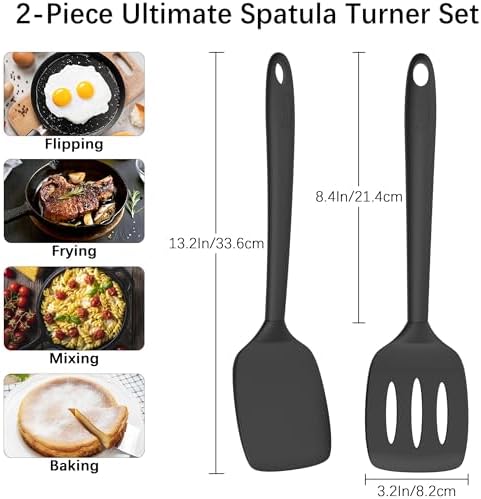 Coukre 2 Pack Silicone Spatula Set, High Heat Resistant