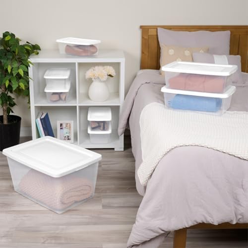 Sterilite Clear Storage Box Stackable Tote, 58 Quart
