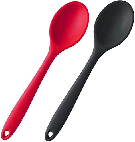 Silicone Nonstick Mixing Spoons Set 2, High Heat Resistant, Hygienic Design