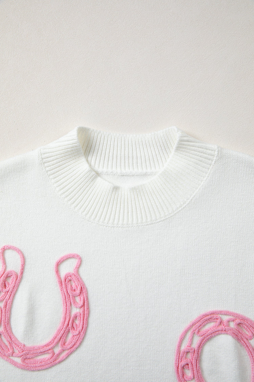 Western Horseshoe Mock Neck Short Sleeve Knit Sweater