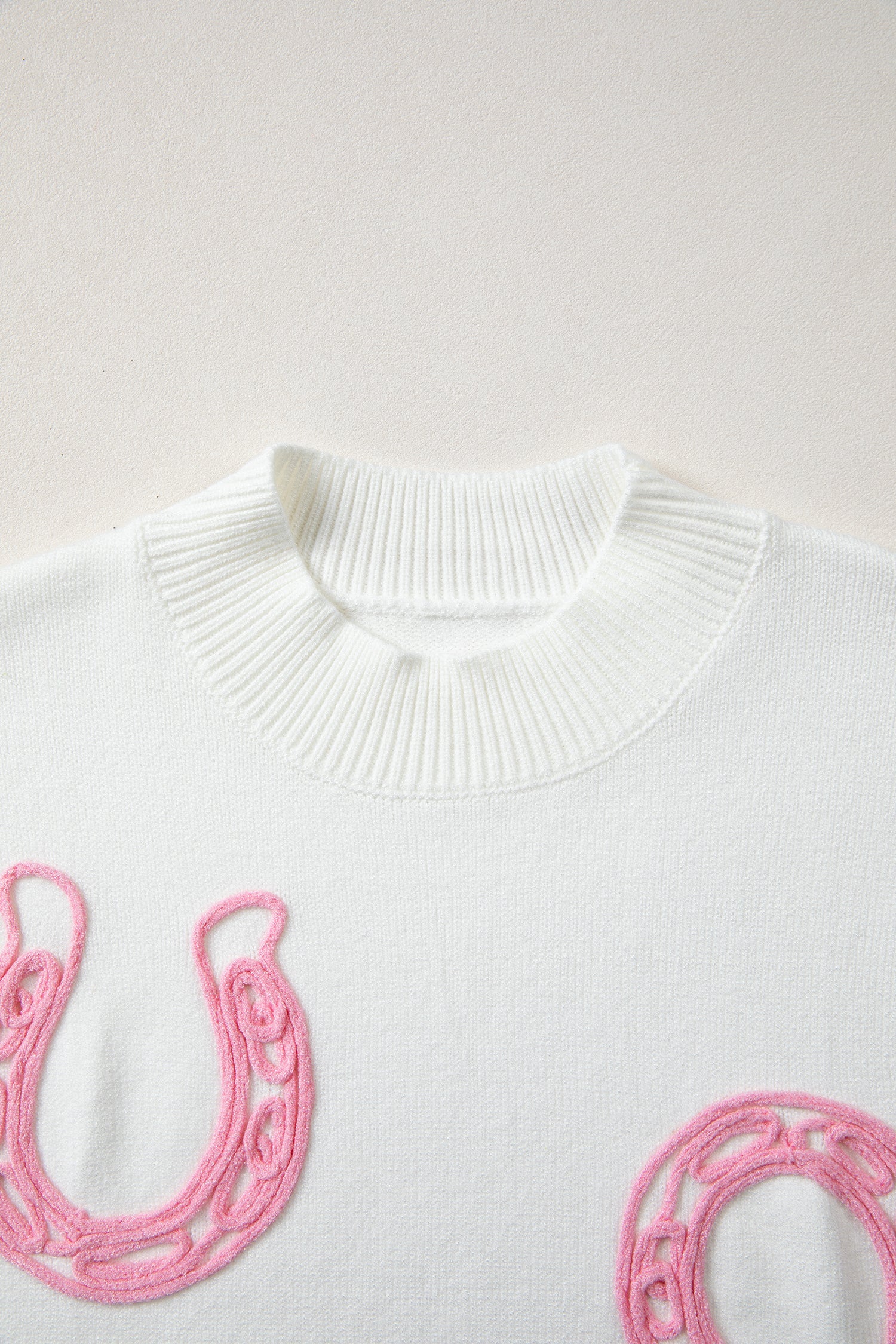 Western Horseshoe Mock Neck Short Sleeve Knit Sweater
