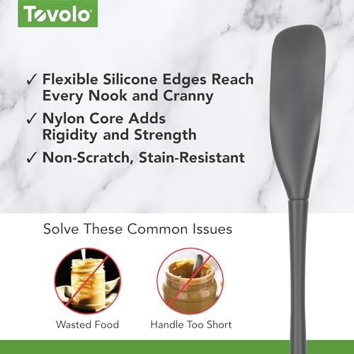 Tovolo Silicone Jar Spatula Long Handled Rubber Scraping Scooping Tool