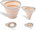 Stainless Steel Rim Silicone Collapsible Funnel Set, 2 Pack Large & Small Wide