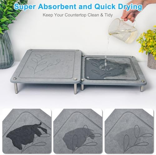 3Pcs Nesting Stone Drying Mat for Kitchen Counter, Quick Drying Dish Drying Mat