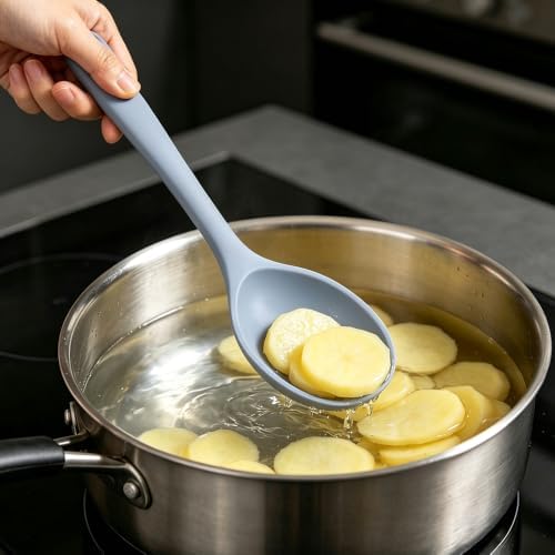 4Pcs Silicone Cooking Spoon Serving Mixing Kitchen Spoons