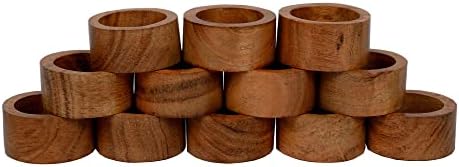 SAMHITA Handmade Acacia Wood Napkin Ring Set of 12