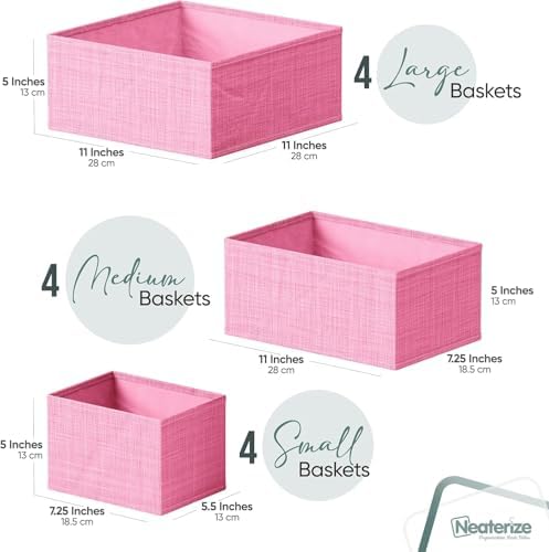 Drawer Organizer Set of 12 Pink