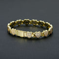 Fashionable Heart-shaped Brass-plated 14K Gold Bracelet