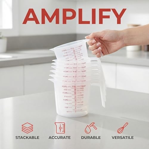 16 Pcs 4 Cup/32 Oz Plastic Measuring Cups
